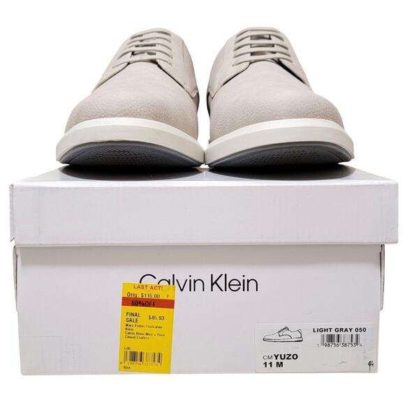 Calvin Klein Men Yuzo Casual Derby Oxfords Size US 11M Light Gray Faux Leather